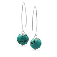 S/S NATURAL TURQUOISE 4.5CM DROP EARRINGS