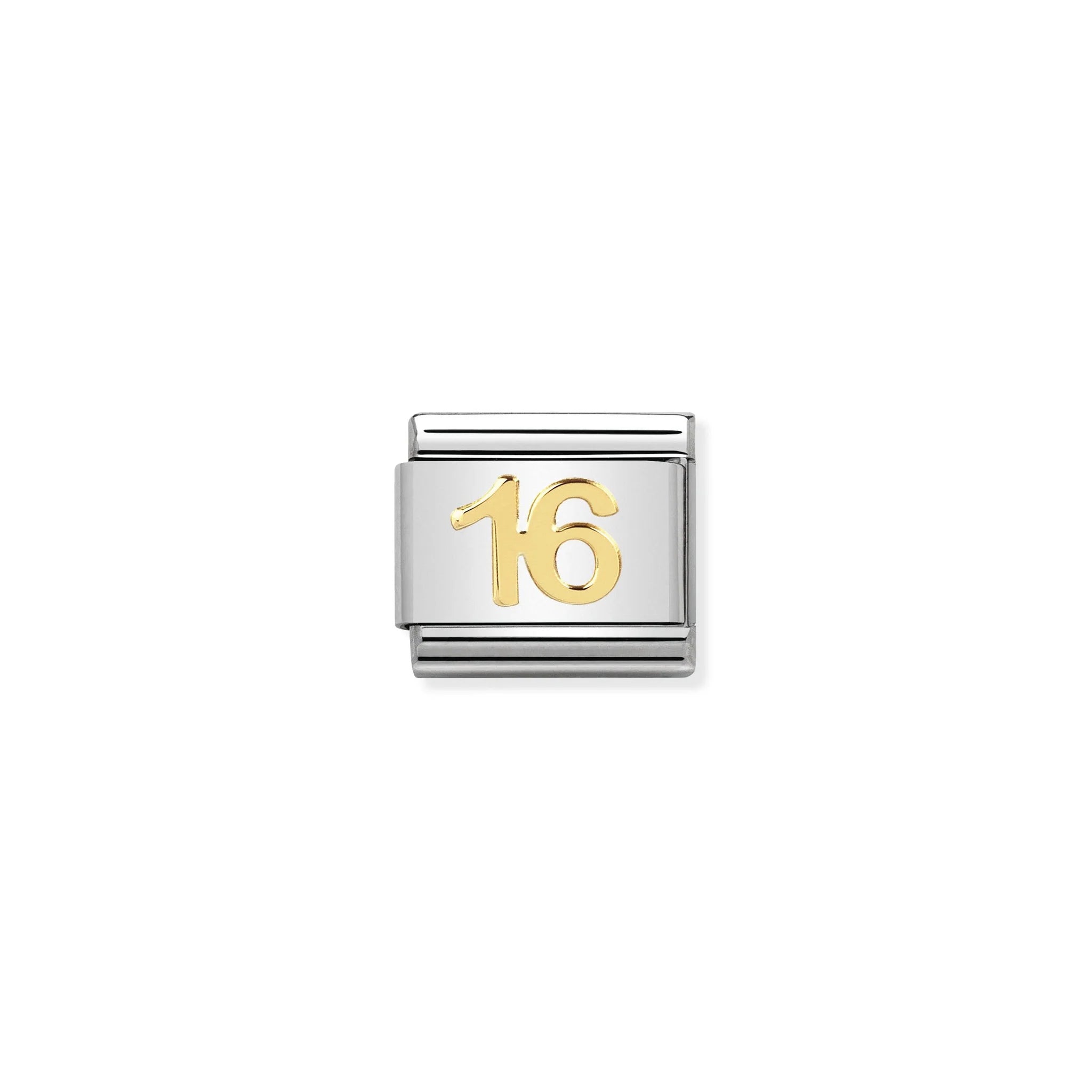 NOMINATION COMPOSABLE CLASSIC LINK 030109/35 NUMBER 16 SYMBOL IN 18K GOLD