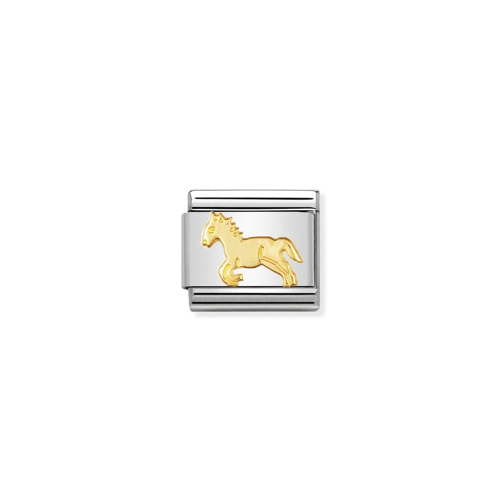 NOMINATION COMPOSABLE CLASSIC LINK 030112/09 HORSE IN 18K GOLD