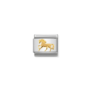 NOMINATION COMPOSABLE CLASSIC LINK 030149/26 GALLOPING HORSE IN 18K GOLD