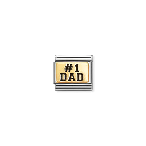 NOMINATION COMPOSABLE CLASSIC LINK 030166/39 #1 DAD IN 18K GOLD AND ENAMEL