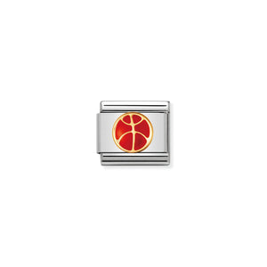 NOMINATION COMPOSABLE CLASSIC LINK 030203/08 BASKETBALL IN 18K GOLD & ENAMEL