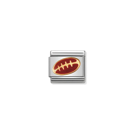 NOMINATION COMPOSABLE CLASSIC LINK 030203/09 FOOTBALL IN 18K GOLD & ENAMEL