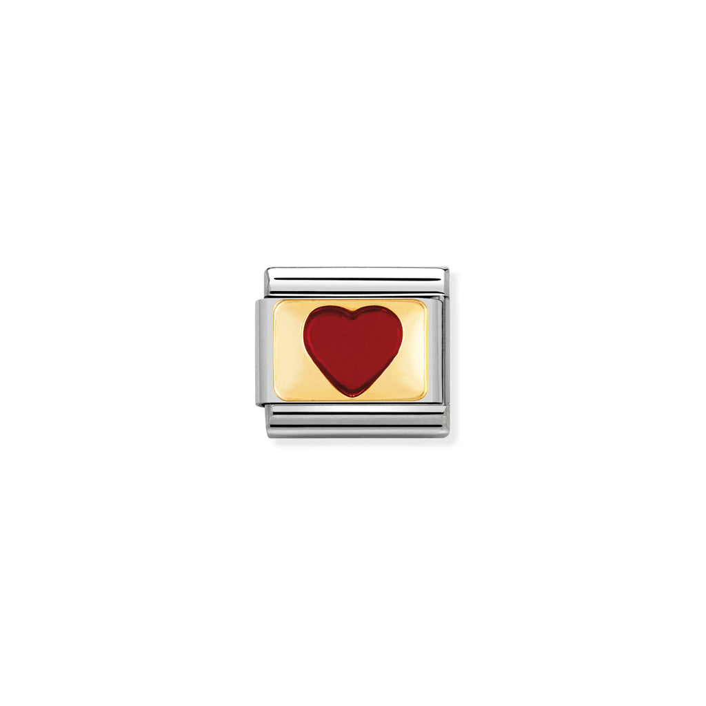 NOMINATION COMPOSABLE CLASSIC LINK 030206/33 RED HEART IN 18K GOLD & ENAMEL