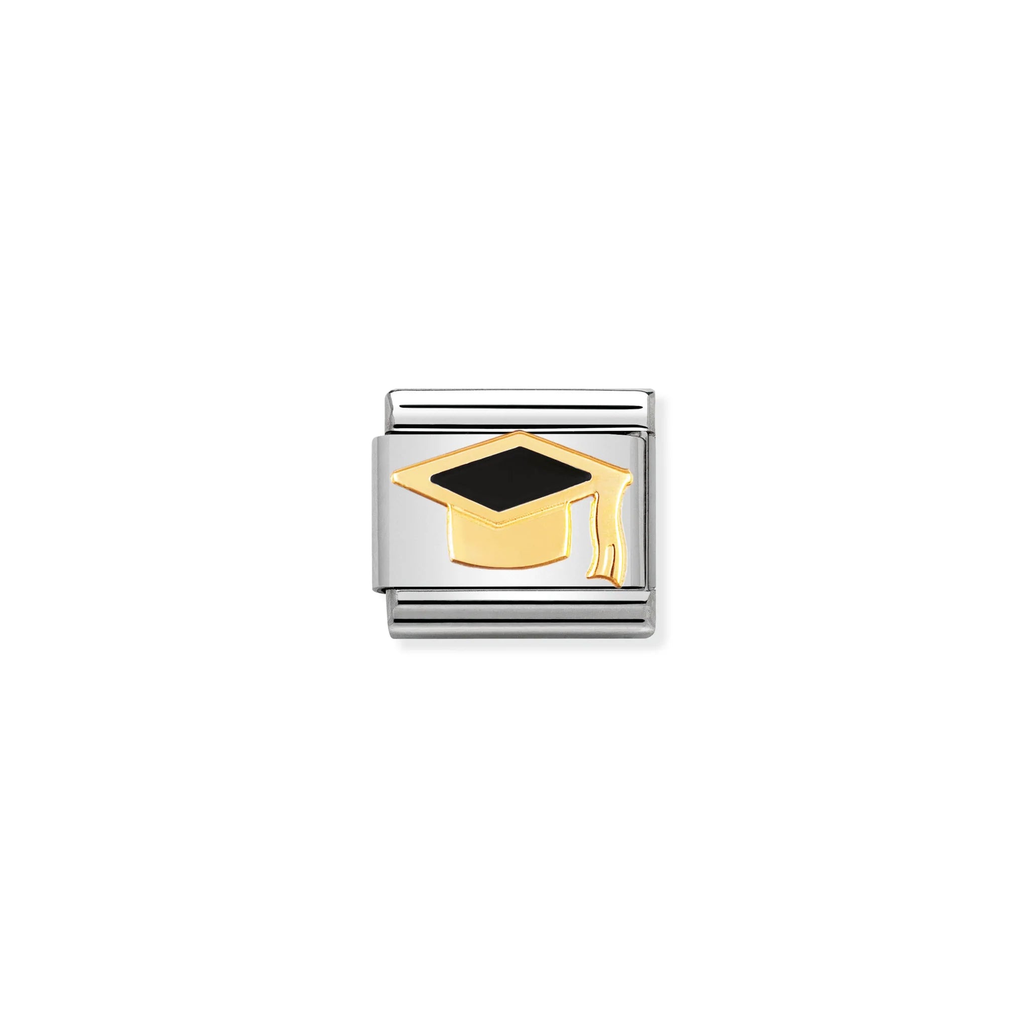 NOMINATION COMPOSABLE CLASSIC LINK 030223/08 BLACK GRADUATION HAT IN 18K GOLD AND ENAMEL