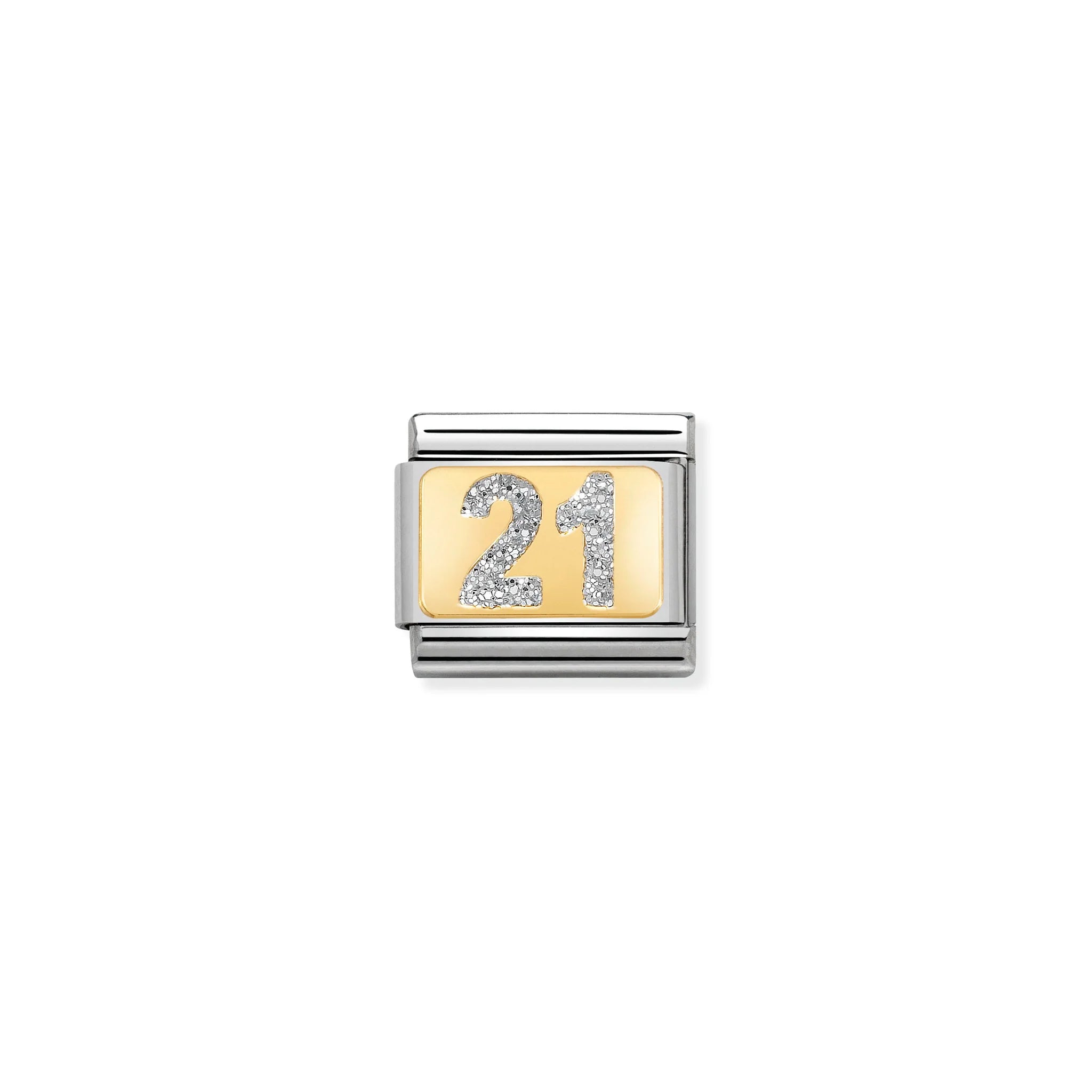 NOMINATION COMPOSABLE CLASSIC LINK 030224/02 NUMBER 21 WITH GLITTER IN 18K GOLD