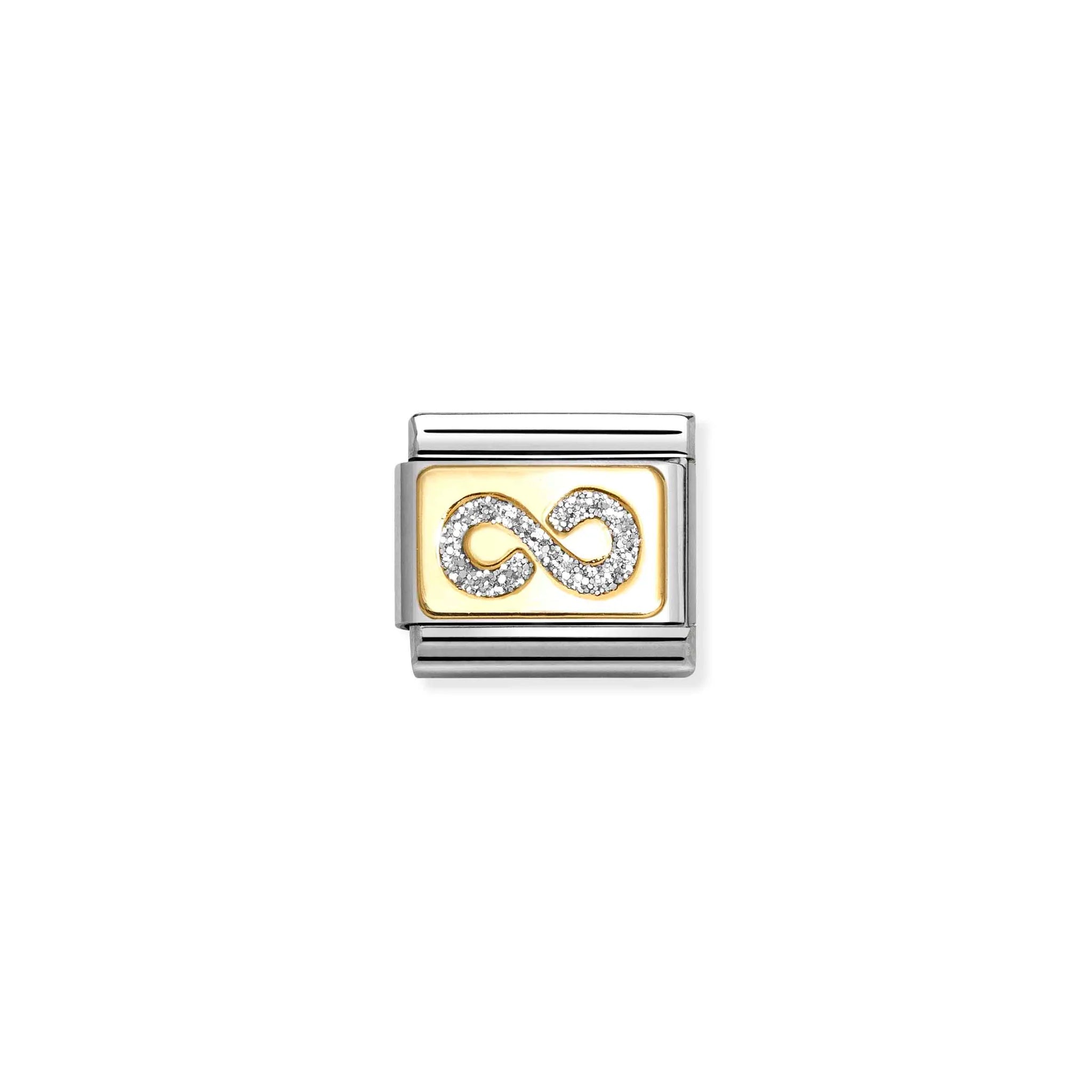 NOMINATION COMPOSABLE CLASSIC LINK 030224/06 INFINITY IN 18K GOLD & SILVER GLITTER ENAMEL