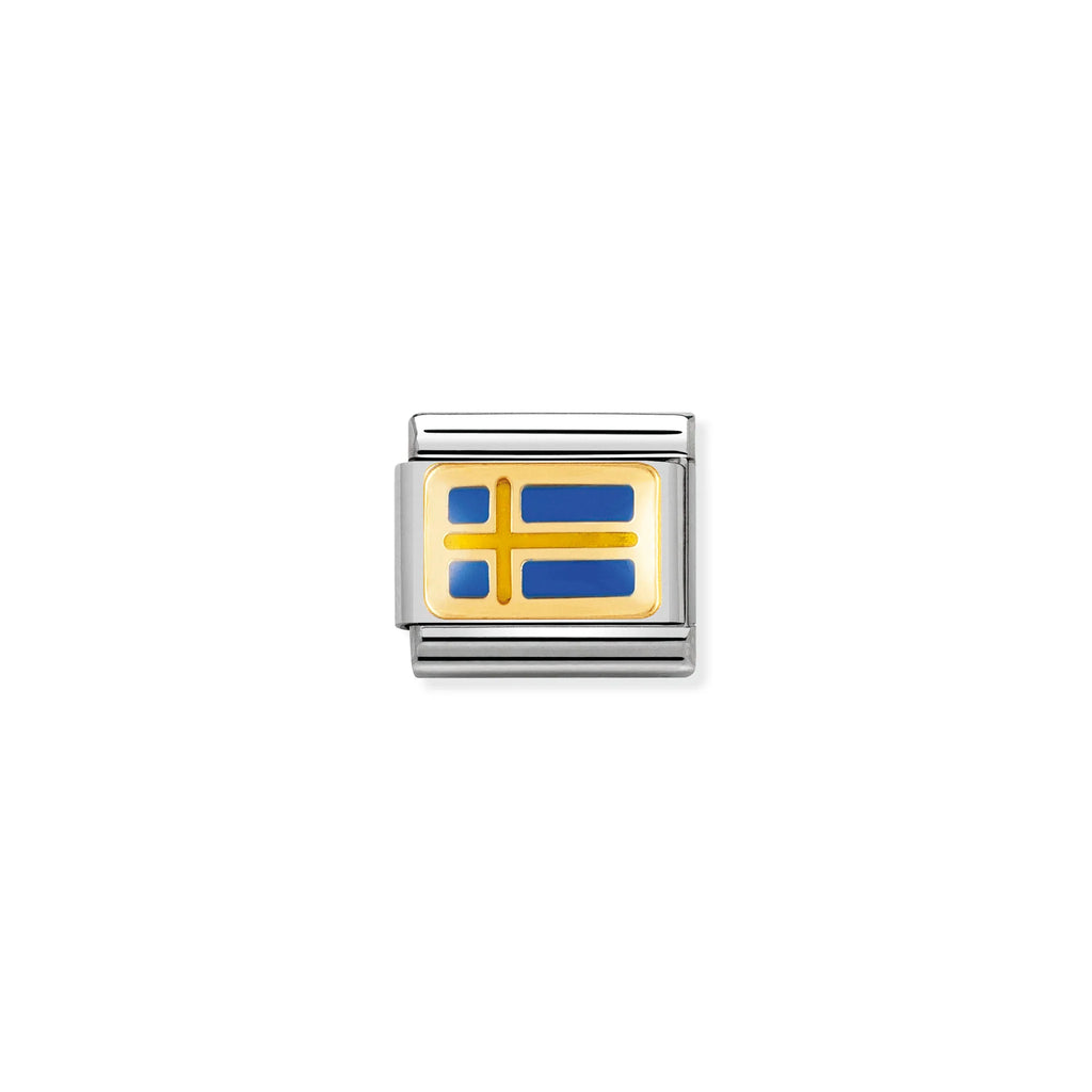 NOMINATION COMPOSABLE CLASSIC LINK 030234/01 SWEDEN FLAG IN 18K GOLD AND ENAMEL