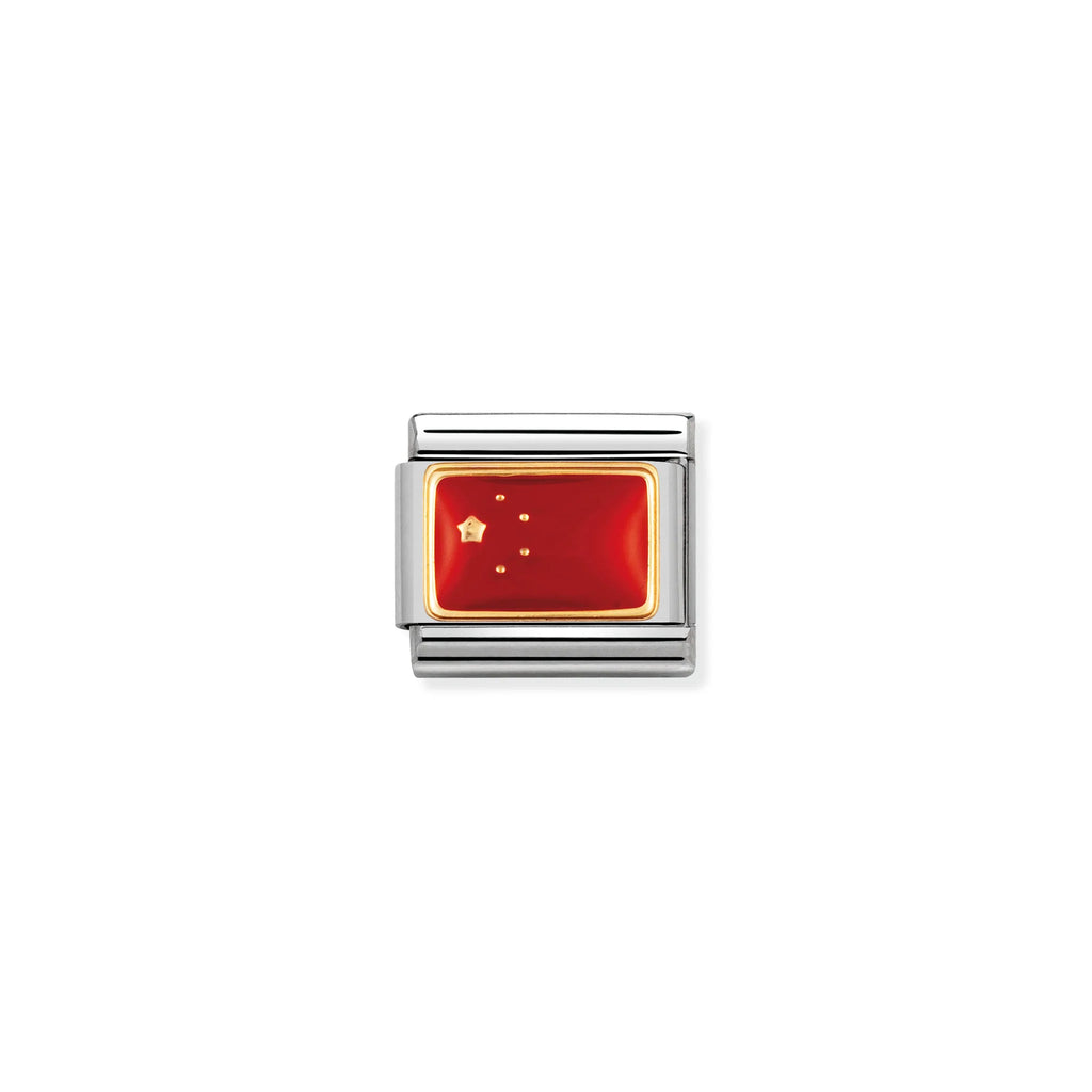 NOMINATION COMPOSABLE CLASSIC LINK 030236/07 CHINA FLAG IN 18K GOLD AND ENAMEL