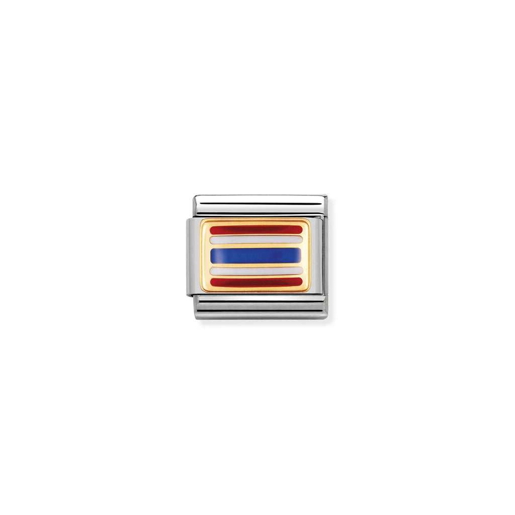 NOMINATION COMPOSABLE CLASSIC LINK 030236/10 THAILAND FLAG IN 18K GOLD AND ENAMEL