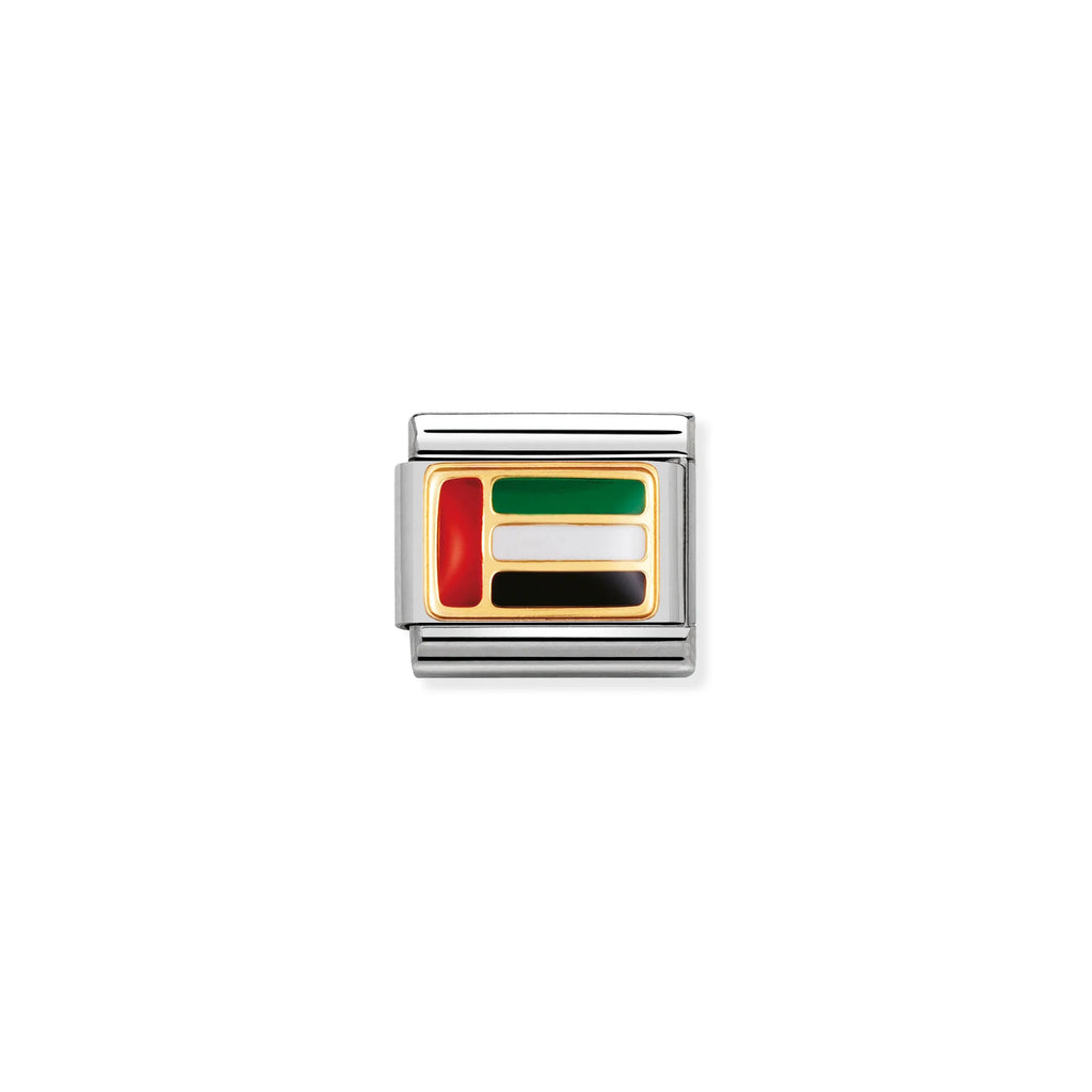 NOMINATION COMPOSABLE CLASSIC LINK 030236/15 UNITED ARAB EMIRATES FLAG IN 18K GOLD AND ENAMEL