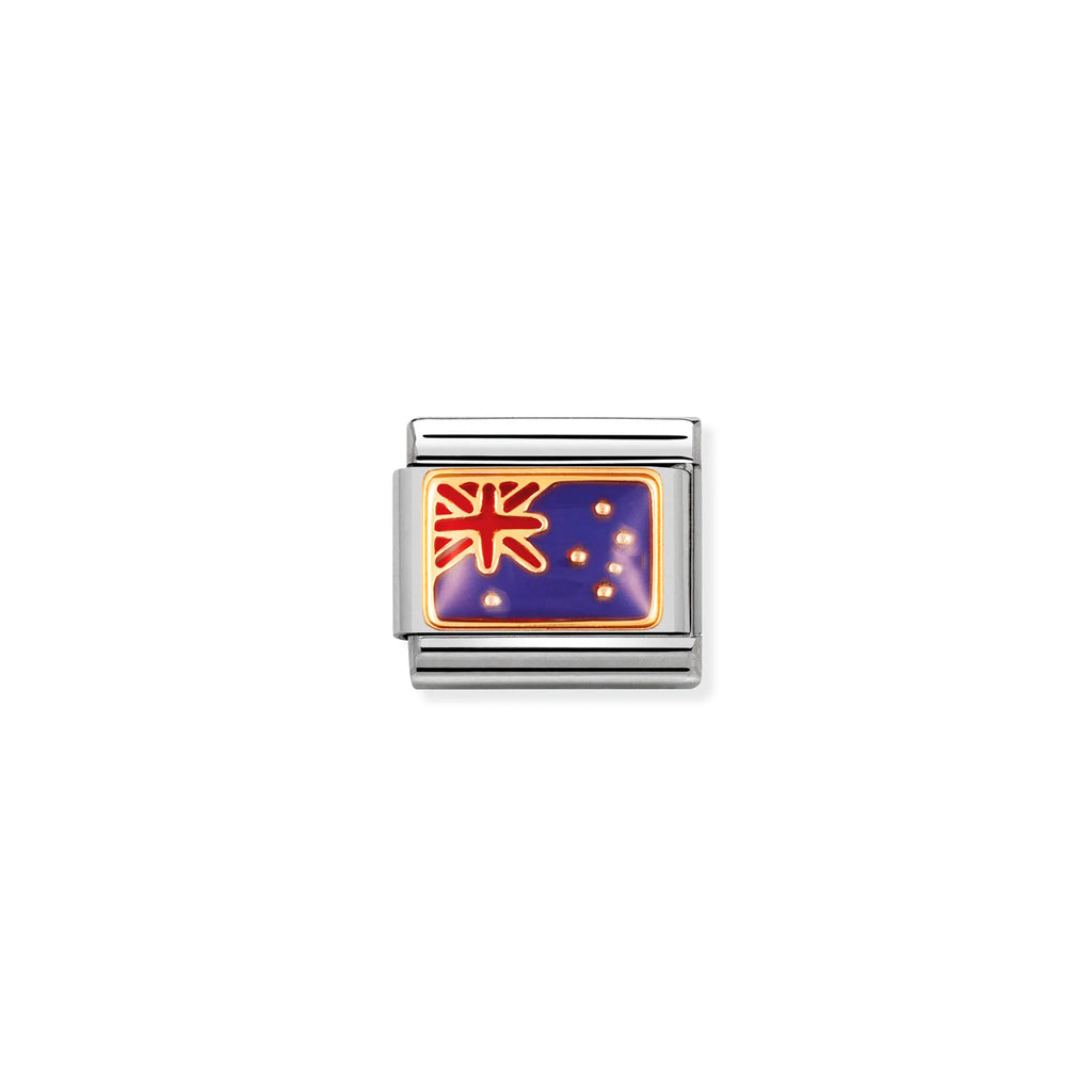 NOMINATION COMPOSABLE CLASSIC LINK 030238/01 AUSTRALIA FLAG IN 18K GOLD AND ENAMEL