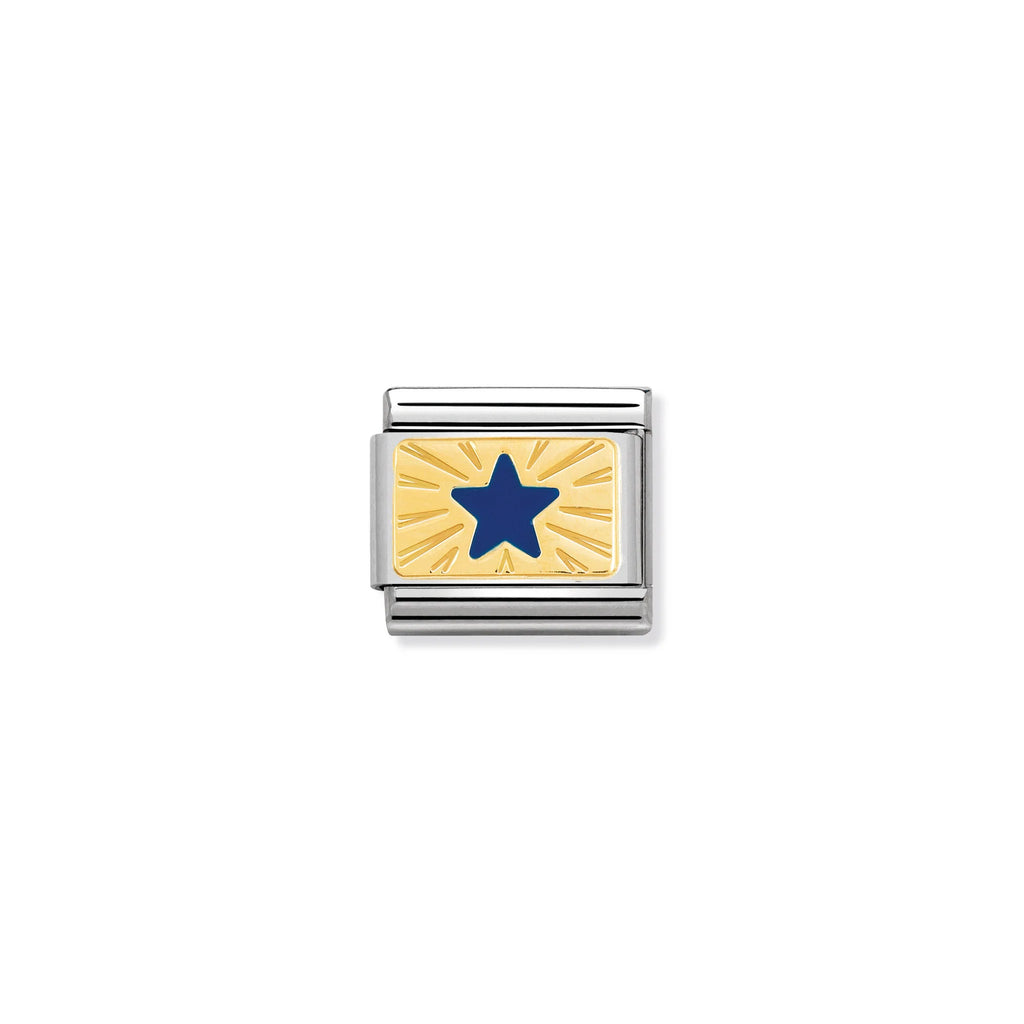 NOMINATION COMPOSABLE CLASSIC LINK 030284/41 BLUE STAR 18K GOLD AND ENAMEL