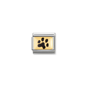 NOMINATION COMPOSABLE CLASSIC LINK 030284/47 PAW PRINT 18K GOLD AND ENAMEL