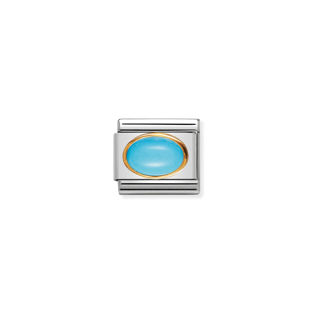 NOMINATION COMPOSABLE CLASSIC LINK 030502/06 TURQUOISE OVAL IN 18K GOLD