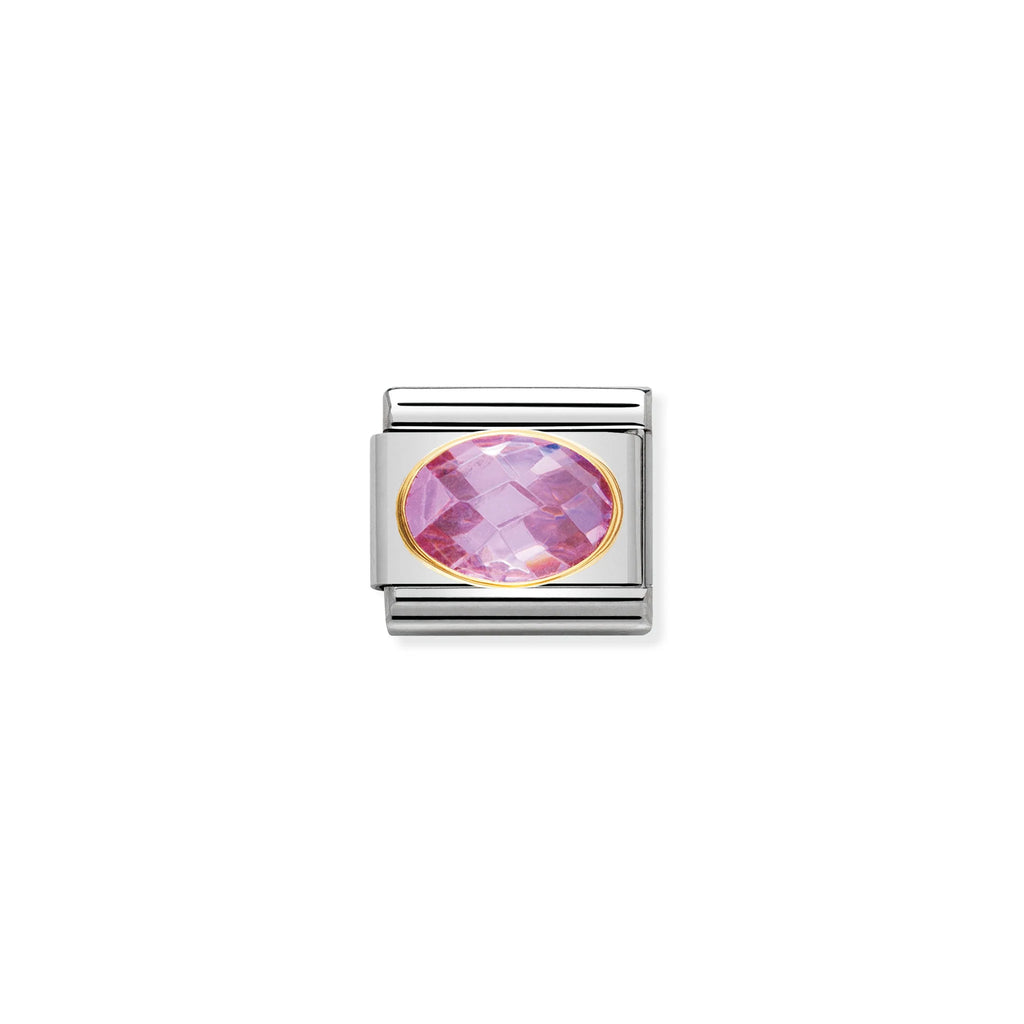 NOMINATION COMPOSABLE CLASSIC LINK 030601/003 PINK FACETED CZ IN 18K GOLD