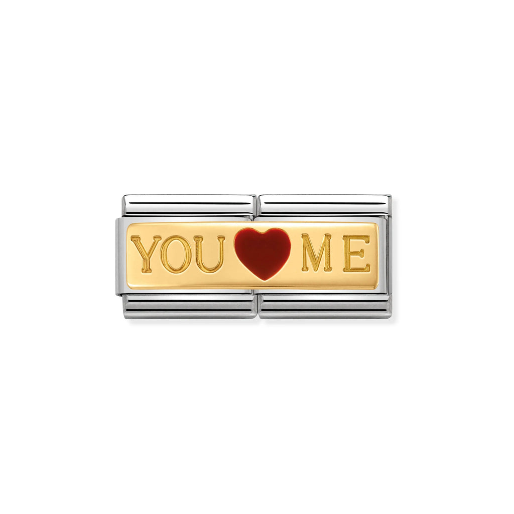 NOMINATION COMPOSABLE CLASSIC DOUBLE LINK 030720/01 YOU & ME IN 18K GOLD & ENAMEL