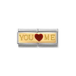 NOMINATION COMPOSABLE CLASSIC DOUBLE LINK 030720/01 YOU & ME IN 18K GOLD & ENAMEL