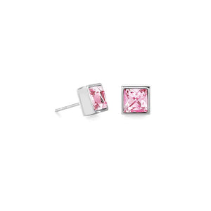 COEUR DE LION BRILLIANT SQUARE WITH ROSE CRYSTALS STUD EARRINGS