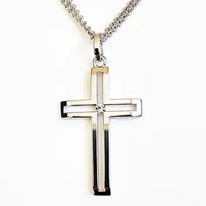 BRUENING 9K WG DIA CROSS PENDANT