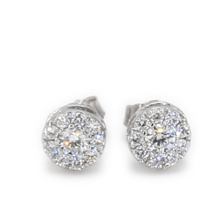 10K WG LAB GROWN DIAMOND CLUSTER STUD SCREWBACK EARRINGS 0.51CT FGVS1