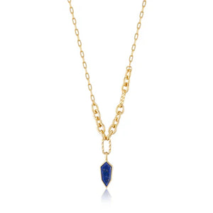 ANIA HAIE GOLD LAPIS EMBLEM PENDANT NECKLACE