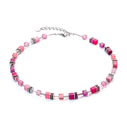 COEUR DE LION GEO CUBE VIVA MAGENTA NECKLACE 2838/10_0422