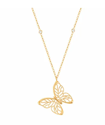 PRIMAVERA S/S CZ YG PLATED BUTTERFLY NECKLACE