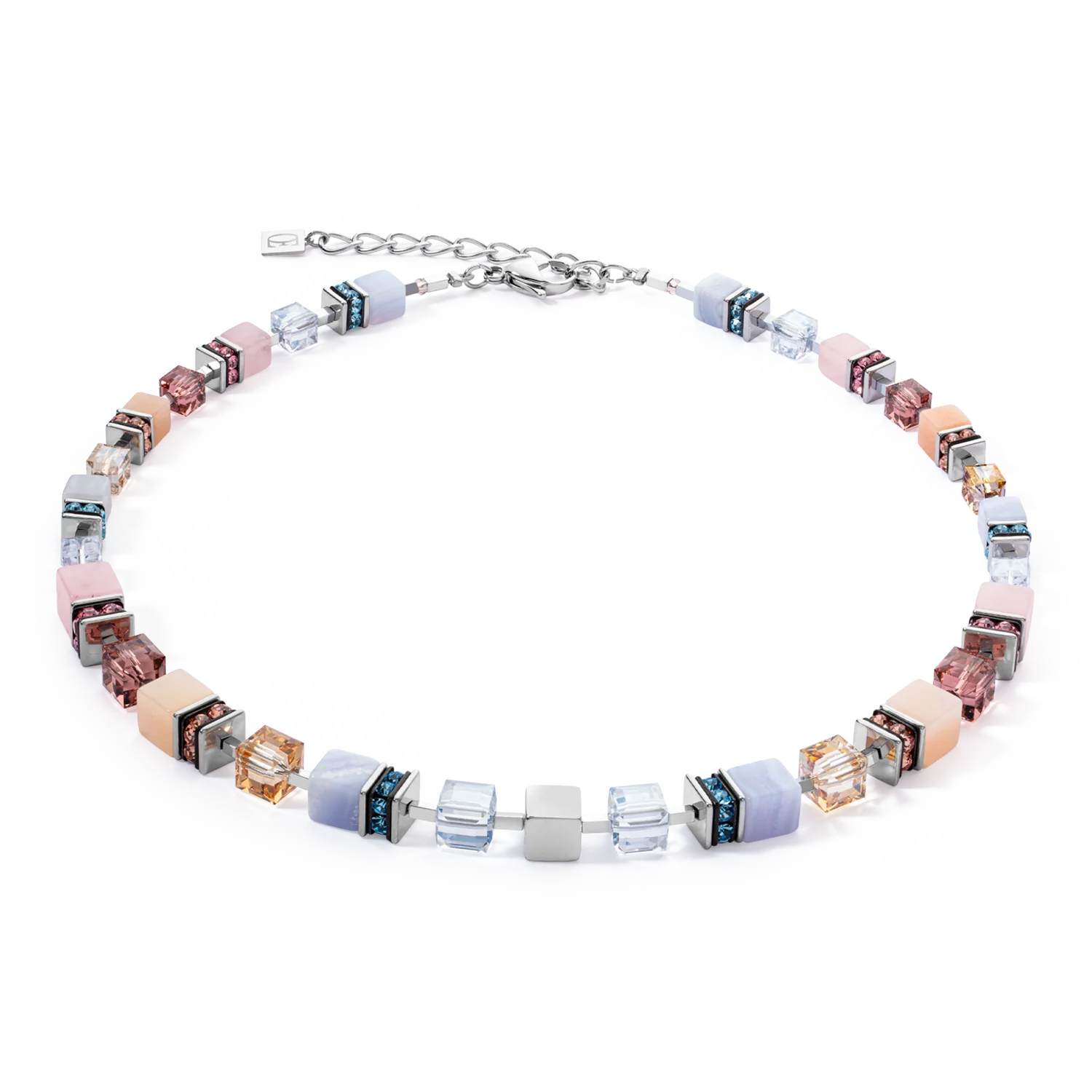 COEUR DE LION GEOCUBE® PRECIOUS STATEMENT SILVER-PASTEL NECKLACE