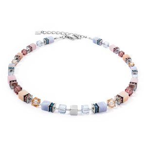 COEUR DE LION GEOCUBE® PRECIOUS STATEMENT SILVER-PASTEL NECKLACE