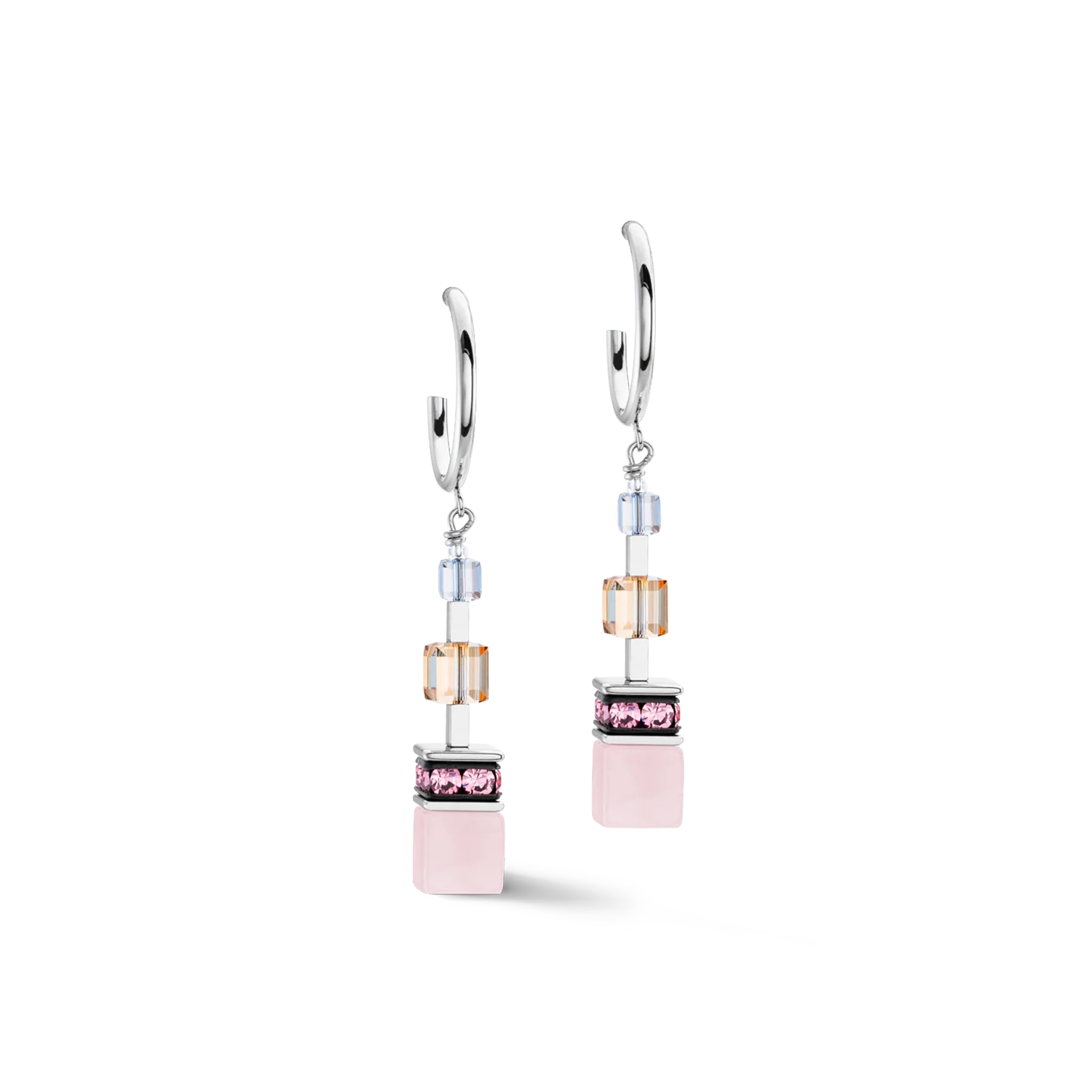 COEUR DE LION GEOCUBE® PRECIOUS STATEMENT SILVER-PASTEL EARRINGS