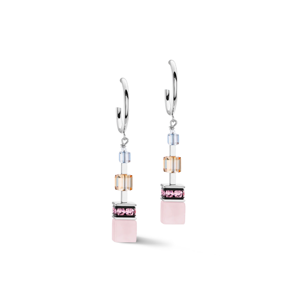 COEUR DE LION GEOCUBE® PRECIOUS STATEMENT SILVER-PASTEL EARRINGS