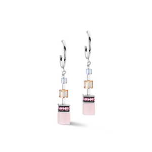 COEUR DE LION GEOCUBE® PRECIOUS STATEMENT SILVER-PASTEL EARRINGS