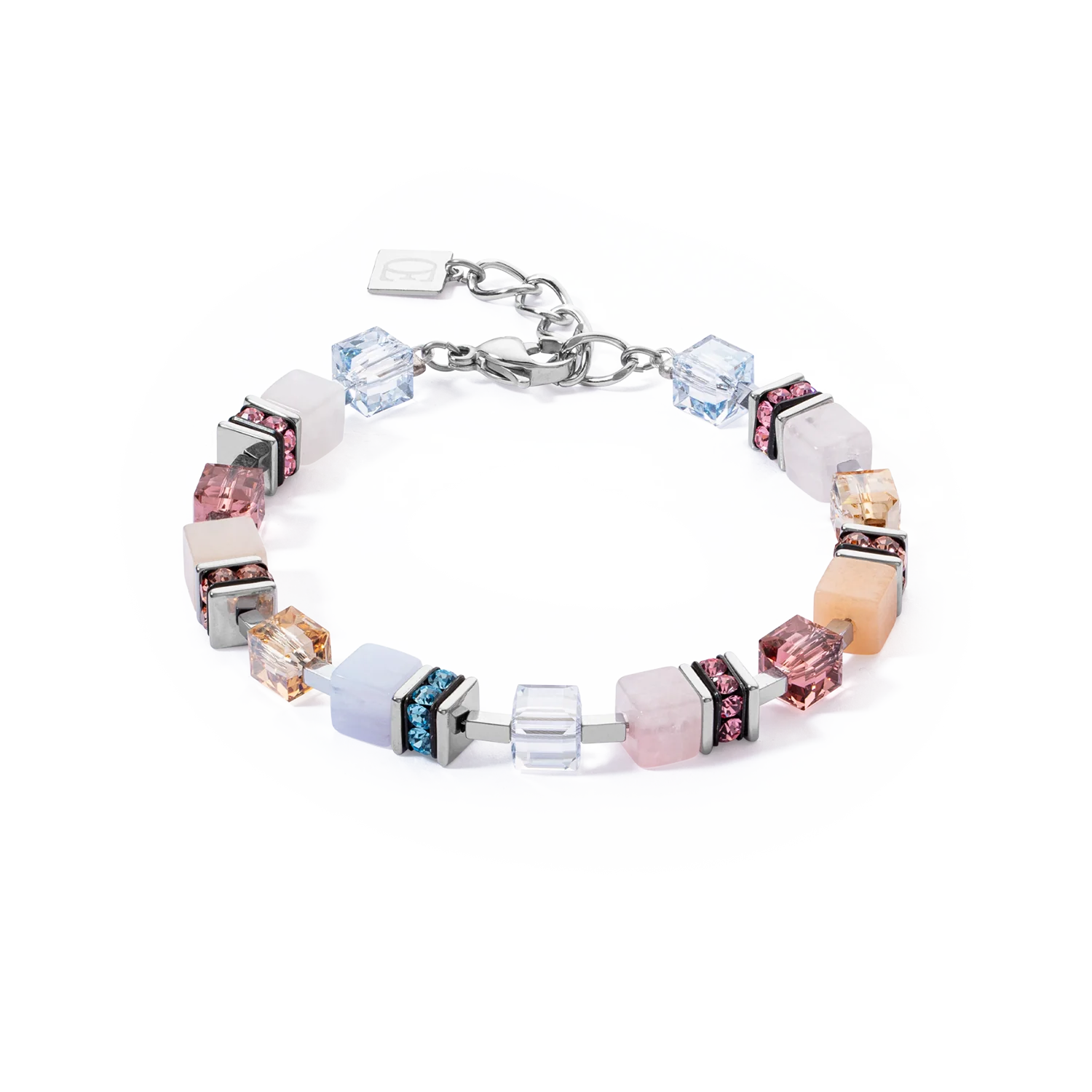 COEUR DE LION GEOCUBE® PRECIOUS STATEMENT SILVER-PASTEL BRACELET