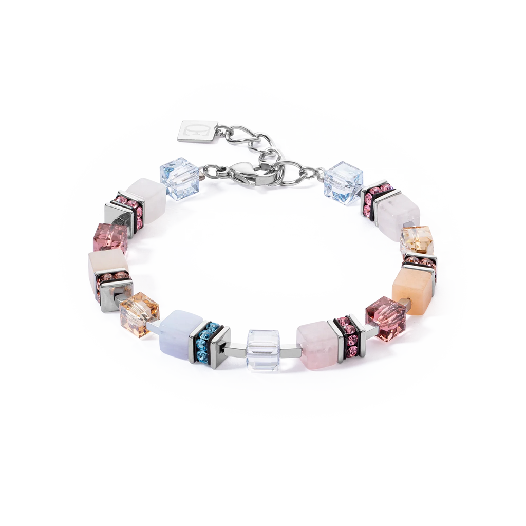 COEUR DE LION GEOCUBE® PRECIOUS STATEMENT SILVER-PASTEL BRACELET