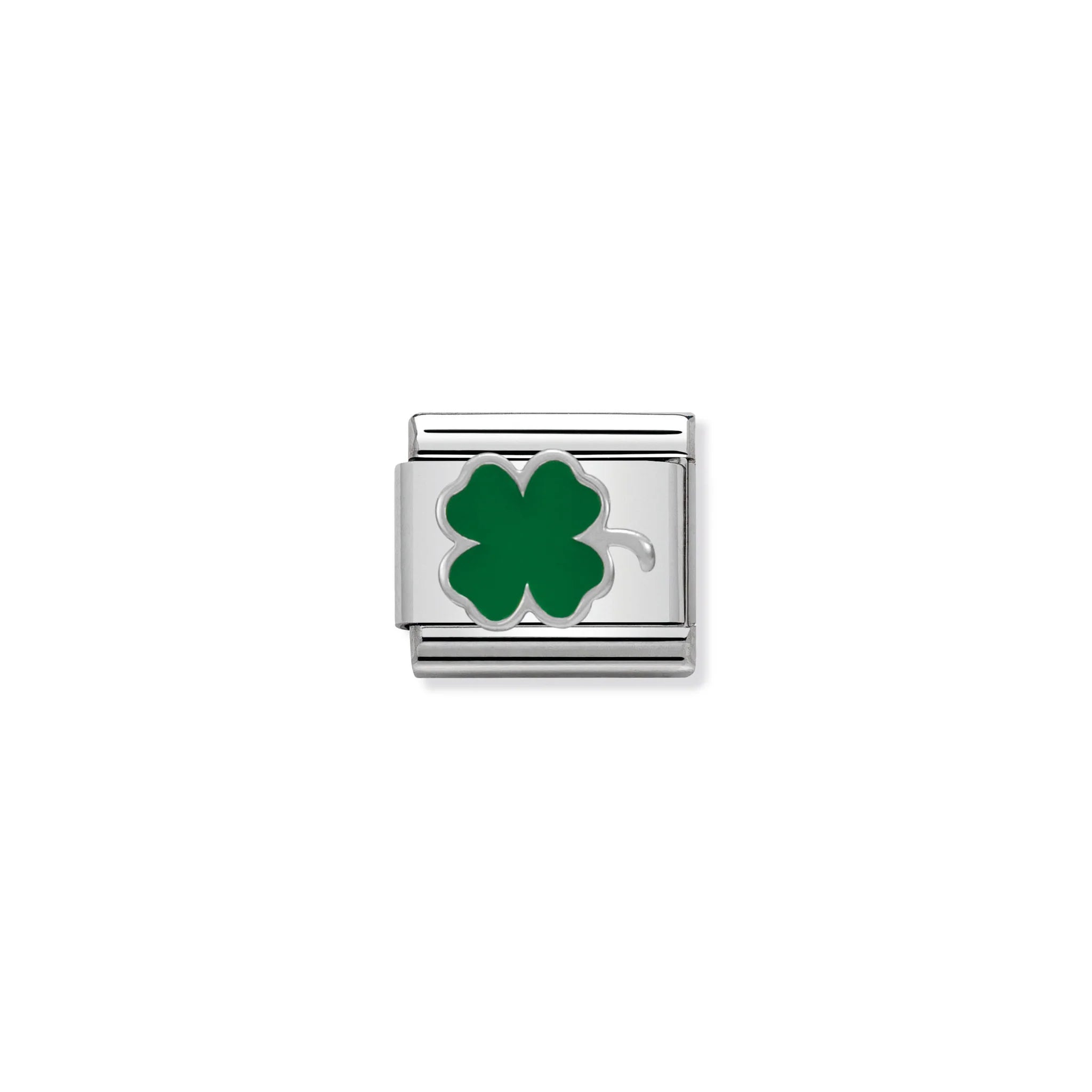 NOMINATION COMPOSABLE CLASSIC LINK 330202/12 GREEN CLOVER IN ENAMEL & 925 SILVER