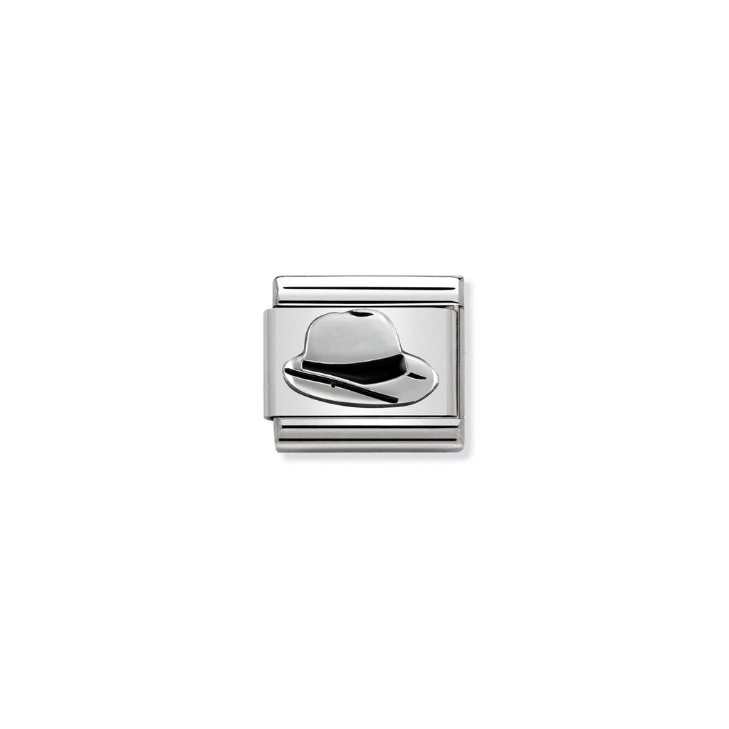 NOMINATION COMPOSABLE CLASSIC LINK 330202/46 PANAMA HAT IN ENAMEL & 925 SILVER