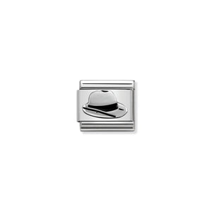 NOMINATION COMPOSABLE CLASSIC LINK 330202/46 PANAMA HAT IN ENAMEL & 925 SILVER