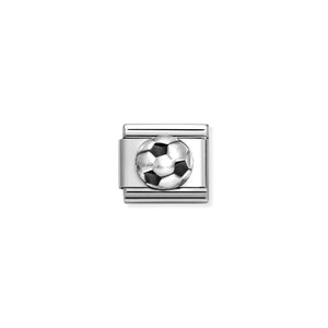 NOMINATION COMPOSABLE CLASSIC LINK 330204/27 SOCCER BALL IN 925 SILVER & BLACK ENAMEL