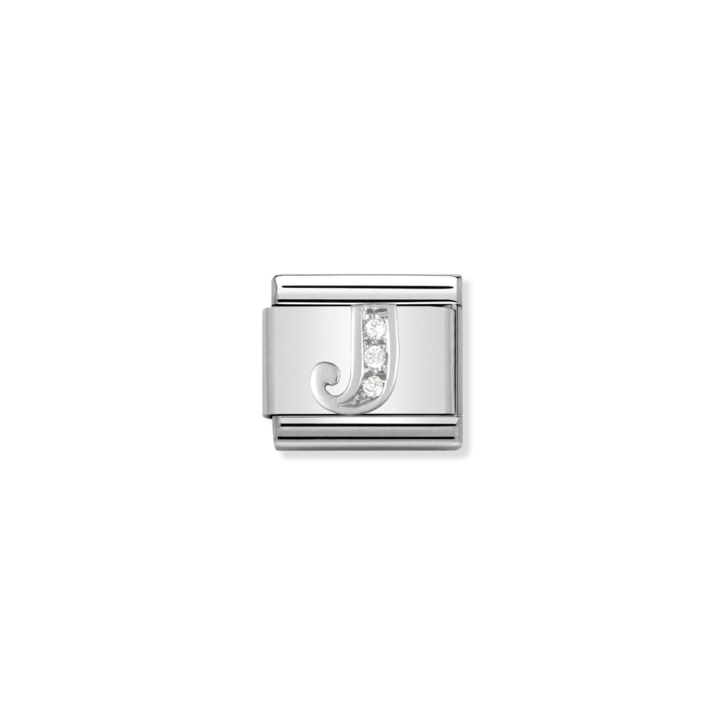 NOMINATION COMPOSABLE CLASSIC LINK 330301/10 LETTER J WITH CZ IN 925 SILVER