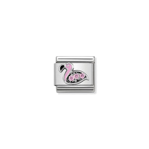 NOMINATION COMPOSABLE CLASSIC LINK 330304/31 FLAMINGO WITH CZ IN 925 SILVER