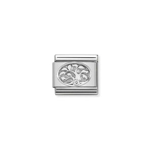 NOMINATION COMPOSABLE CLASSIC LINK 330311/10 TREE OF LIFE WITH WHITE CZ IN 925 SILVER