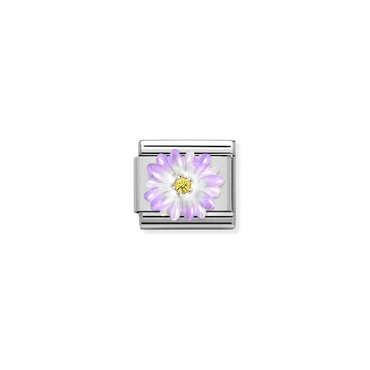 NOMINATION COMPOSABLE CLASSIC LINK 330321/03 ENAMEL PURPLE FLOWER IN 925 SILVER