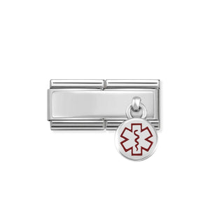 NOMINATION COMPOSABLE CLASSIC DOUBLE LINK 330780/02 MEDICAL TAG CHARM IN ENAMEL & 925 SILVER