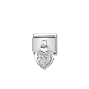 NOMINATION COMPOSABLE CLASSIC LINK 331800/01 HEART CHARM WITH CZ & 925 SILVER