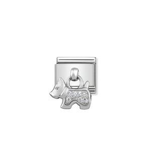 NOMINATION COMPOSABLE CLASSIC LINK 331800/09 DOG CHARM WITH CZ & 925 SILVER