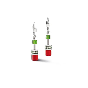 COEUR DE LION GEOCUBE CITRIS GREEN & RED EARRINGS 4023/20_0305