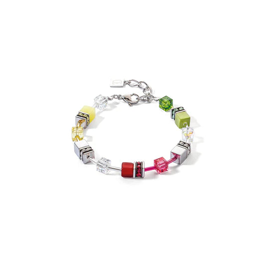 COEUR DE LION GEOCUBE CITRIS GREEN & RED BRACELET 4023/30_0305