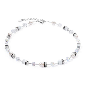 COEUR DE LION GEOCUBE ICONIC PEARL MIX SILVER-WHITE NECKLACE 4081/10_1417