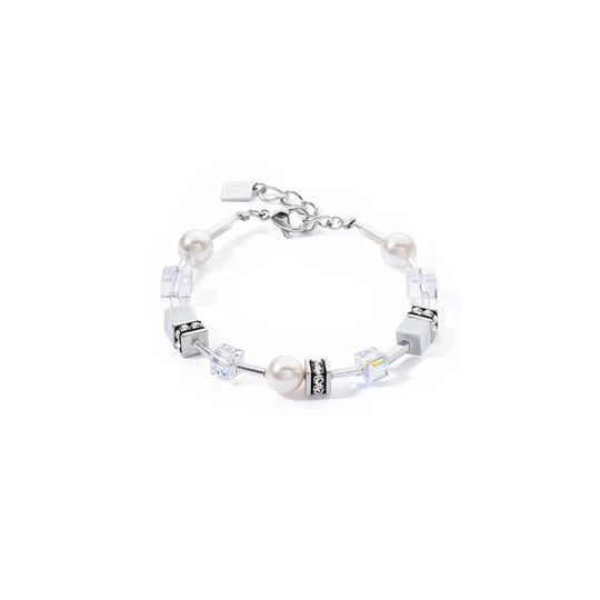 COEUR DE LION GEOCUBE ICONIC PEARL MIX SILVER-WHITE BRACELET 4081/30_1417